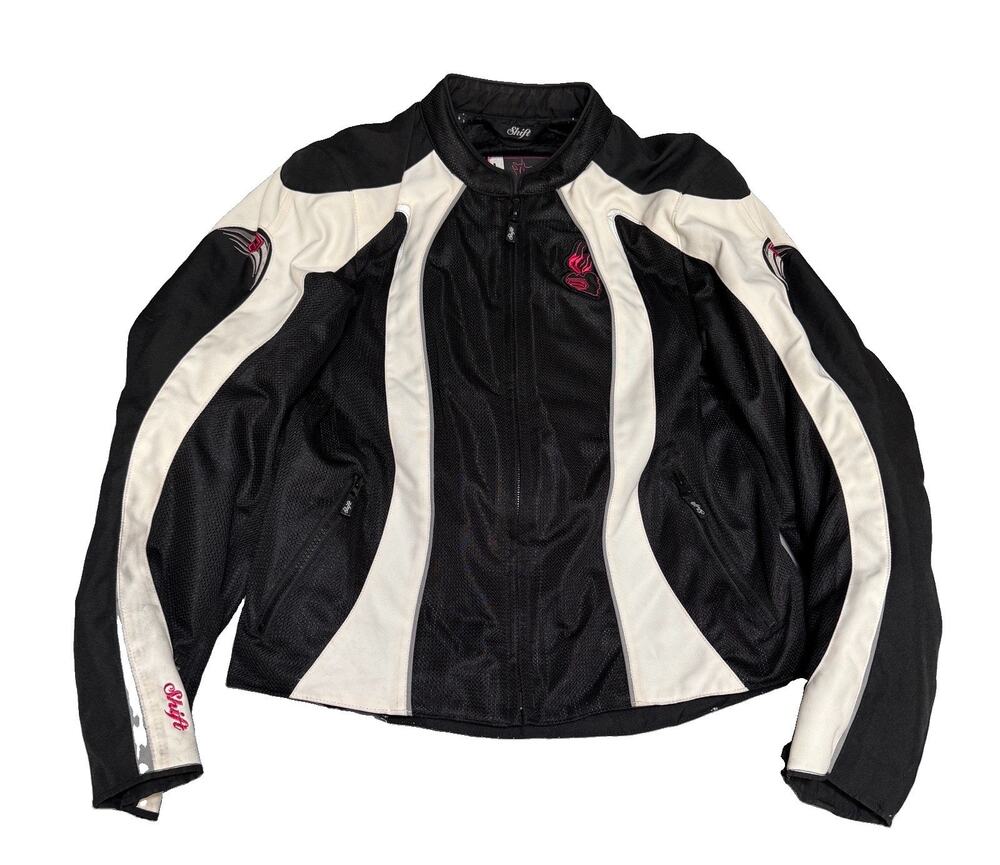 Shift Motorcycle Racing Jacket With Built In Pads Women’s Large Black White